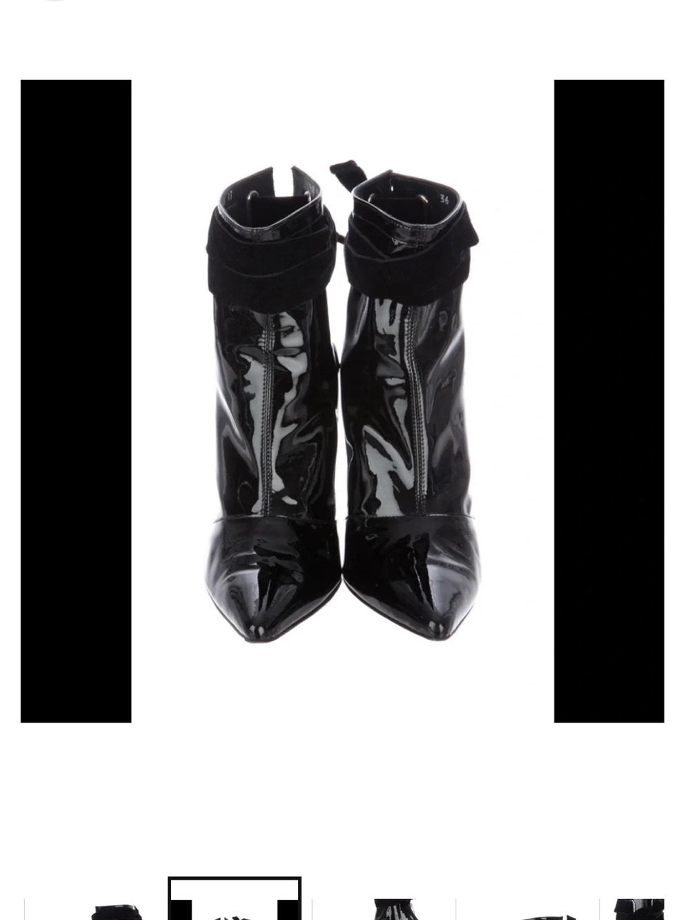 Robert Clergerie Black Patent Pointed Ankle Boots with Cuff